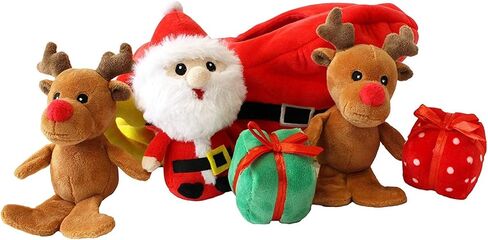 Midlee Santa Sleigh Find a Toy Christmas Dog Toy- Plush Burrow Interactive Hide & Seek Pet Holiday Toy in Saudi Arabia