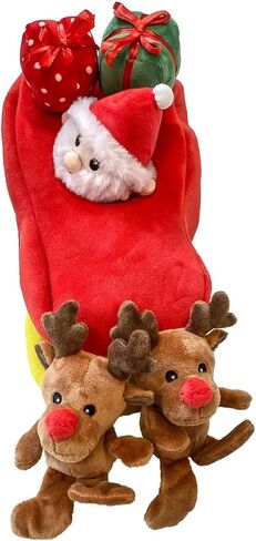 Midlee Santa Sleigh Find a Toy Christmas Dog Toy- Plush Burrow Interactive Hide & Seek Pet Holiday Toy in Saudi Arabia