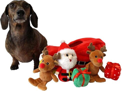 Midlee Santa Sleigh Find a Toy Christmas Dog Toy- Plush Burrow Interactive Hide & Seek Pet Holiday Toy in Saudi Arabia