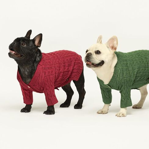 Fitwarm Dog Cardigan Sweater, Knitted Dog Winter Clothes for Small Dogs Girl Boy, Pet Cat Outfit, Burgundy Red, Medium in Saudi Arabia
