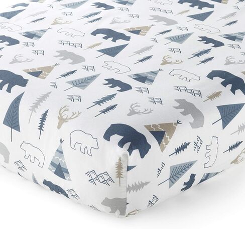 Levtex Baby - ملاءة سرير إيمرسون الملائمة - تناسب مرتبة الأطفال القياسية وفراش الأطفال الصغار - لعبة الحيوانات - الرمادي والأزرق والأسمر - ملحقات غرف الأطفال - قطن 100% in Saudi Arabia