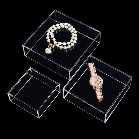 Sintuff 6 Pcs Acrylic Box Nesting Acrylic Display Box Acrylic Risers for Display 5 Sided Clear Display Stand Transparent Display Cases with Hollow Bottoms for Cake Table Food Dessert Collectibles in Saudi Arabia
