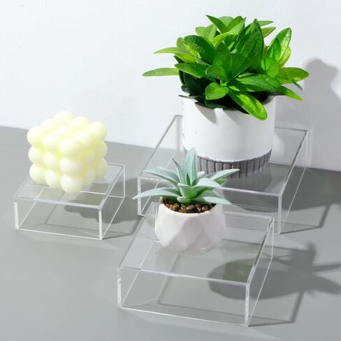 Sintuff 6 Pcs Acrylic Box Nesting Acrylic Display Box Acrylic Risers for Display 5 Sided Clear Display Stand Transparent Display Cases with Hollow Bottoms for Cake Table Food Dessert Collectibles in Saudi Arabia