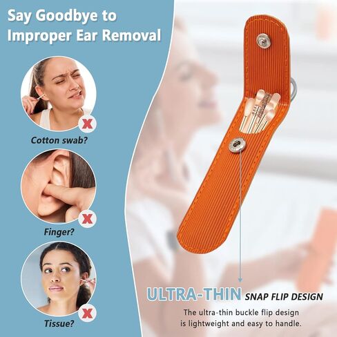 Ear Cleansing Tool Set, Stainless Steel Spade Ear Cleaning, 7-in-1 360°Spiral Design Earwax Removal Tools, Portable Ear Cleaning Kit for Home and Travel with PU Leather Case in Kuwait