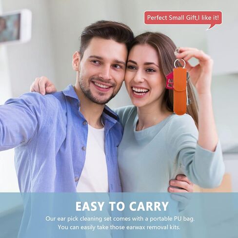 Ear Cleansing Tool Set, Stainless Steel Spade Ear Cleaning, 7-in-1 360°Spiral Design Earwax Removal Tools, Portable Ear Cleaning Kit for Home and Travel with PU Leather Case in Kuwait