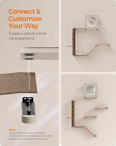 FEANDREA Clickat Cat Hammock, Wall-Mounted Cat Bed, Cat Wall Perch with Replaceable Washable Fabric in Kuwait