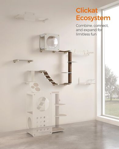 FEANDREA Clickat Cat Hammock, Wall-Mounted Cat Bed, Cat Wall Perch with Replaceable Washable Fabric in Kuwait