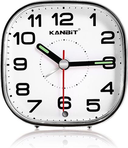 كانبيت ساعة منبه صغيرة للسفر تعمل بالبطارية صامتة بدون صوت صفير بصوت عالٍ مع غفوة وضوء، ساعة مكتب سهلة الضبط لغرفة النوم (اسود) in Kuwait