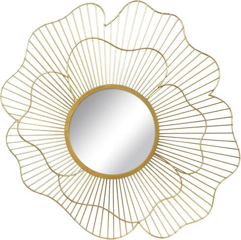 اديكو مراة حائط معلقة فاخرة عصرية من المعدن بتصميم زهرة عتيقة مقاس 22.4 انش، ديكور حائط مزخرف لغرفة المعيشة وغرفة النوم والحمام والمدخل in Kuwait