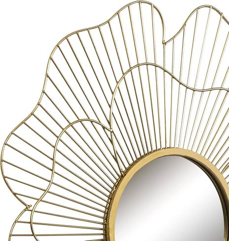 اديكو مراة حائط معلقة فاخرة عصرية من المعدن بتصميم زهرة عتيقة مقاس 22.4 انش، ديكور حائط مزخرف لغرفة المعيشة وغرفة النوم والحمام والمدخل in Kuwait