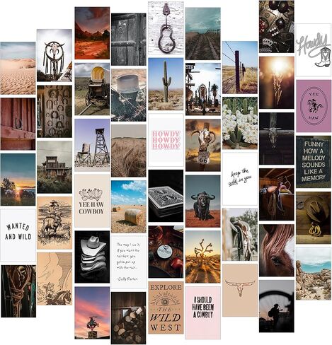 ديكور غربي لديكور الغرفة الغربية الجمالية، 50 قطعة من المطبوعات الجنوبية الغربية العتيقة لديكور المنزل الغربي، ديكور الجدار الغربي لديكور فتاة البقرة، صور ريفية جمالية لديكور غرفة النوم الغربية in Kuwait