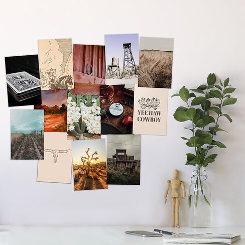 ديكور غربي لديكور الغرفة الغربية الجمالية، 50 قطعة من المطبوعات الجنوبية الغربية العتيقة لديكور المنزل الغربي، ديكور الجدار الغربي لديكور فتاة البقرة، صور ريفية جمالية لديكور غرفة النوم الغربية in Kuwait