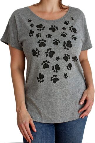 Paw Addict Relaxed Dolman Tshirt for Women - Cat and Dog Paw Love Collections in Saudi Arabia