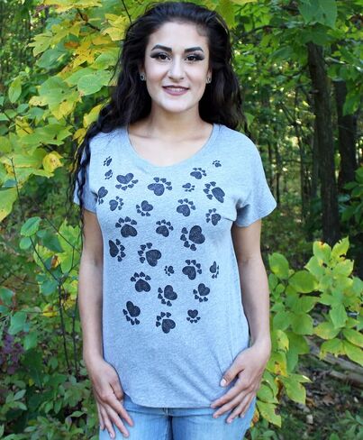 Paw Addict Relaxed Dolman Tshirt for Women - Cat and Dog Paw Love Collections in Saudi Arabia