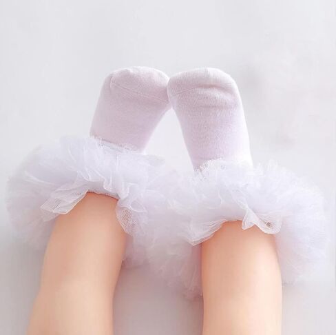 جوارب توتو من الدانتيل للفتيات من Marlegard للفتيات الصغيرات ذات فتحات مكشكشة من الدانتيل للرقص 2-8T in Kuwait