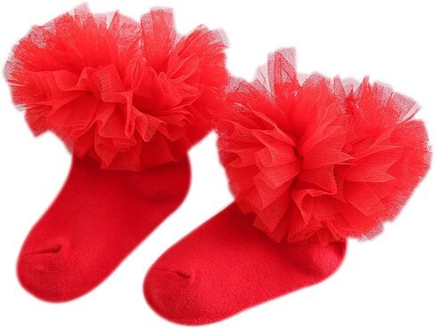 جوارب توتو من الدانتيل للفتيات من Marlegard للفتيات الصغيرات ذات فتحات مكشكشة من الدانتيل للرقص 2-8T in Kuwait