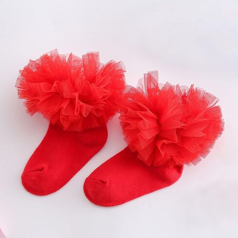 جوارب توتو من الدانتيل للفتيات من Marlegard للفتيات الصغيرات ذات فتحات مكشكشة من الدانتيل للرقص 2-8T in Kuwait