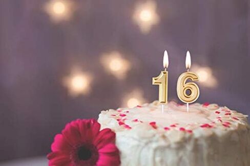 شموع عيد الميلاد السادس عشر من مارت جولد، رقم 16 لتزيين كعكة عيد الميلاد in Kuwait