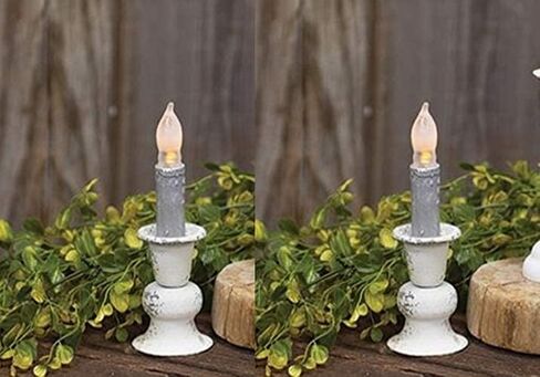 Metal Farmhouse Candle Holder | 2 PC | 3 inch | White Distressed in Saudi Arabia