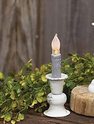 Metal Farmhouse Candle Holder | 2 PC | 3 inch | White Distressed in Saudi Arabia