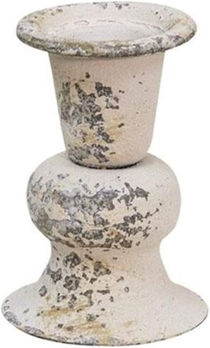 Metal Farmhouse Candle Holder | 2 PC | 3 inch | White Distressed in Saudi Arabia