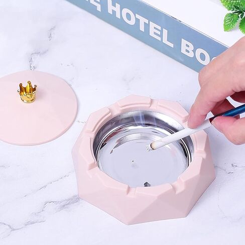 Green Stainless Steel Ashtray with Lids, Windproof, Cigarettes Ashtray for Indoor or Outdoor Use, Ash Holder for Smokers, Home Ashtrays, Desktop Smoking-Ash Tray for Home Office Decoration in Saudi Arabia