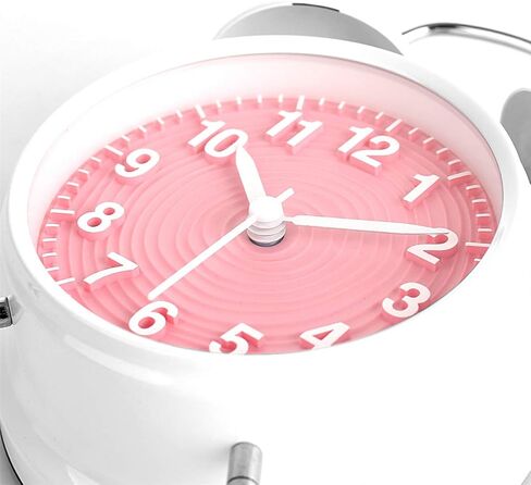 ساعة منبه بجرس مزدوج مقاس 4 بوصات من Topkey غير موقوتة بجانب السرير وساعة منبه عتيقة مع ضوء ليلي ومنبه عالٍ، تعمل بالبطارية (غير متضمنة) - وردي in Kuwait