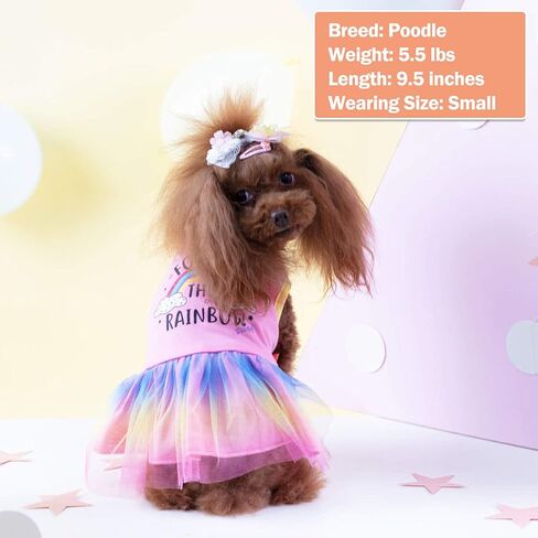 KYEESE Dog Dress Sunflower Dogs Sundress Tulle with Ruffle Sleeves Dog Apparel (Medium (Pack of 1), Rainbow(A)) in Kuwait