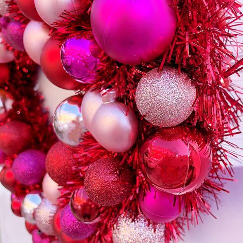 Heart Wreath Wreaths for Front Door, Summer Series Decor Love Red Tinsel Hanging Wall Ornament for Mothers Valentines Day Wedding Party Proposal Birthday Anniversary, 14.5''x12''(WxH) in Saudi Arabia