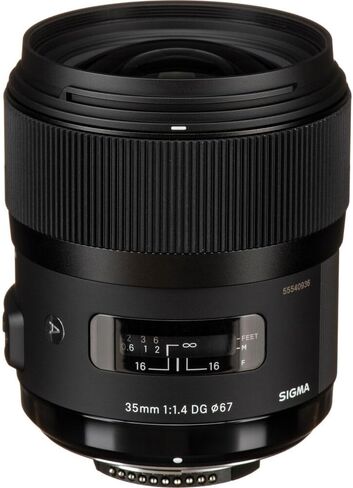Sigma 35mm f/1.4 DG HSM Art Lens for Nikon F (340306) Bundle + Backpack + 64GB Card + Lens Case + Card Reader + 3 Piece Filter Kit + Cleaning Set + Flex Tripod + Memory Wallet + IR Remote + More in Saudi Arabia