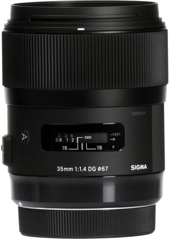 Sigma 35mm f/1.4 DG HSM Art Lens for Nikon F (340306) Bundle + Backpack + 64GB Card + Lens Case + Card Reader + 3 Piece Filter Kit + Cleaning Set + Flex Tripod + Memory Wallet + IR Remote + More in Saudi Arabia