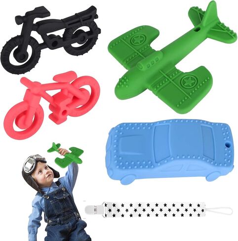 Baby Textured Silicone Teether Teething Relief Chew Toys Sensory Exploration for Newborn Over 3 Months Boy Girl BPA Free,Chuya Traffic Toy in Kuwait