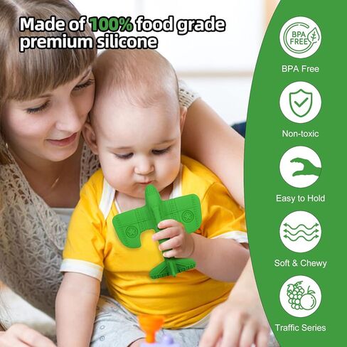 Baby Textured Silicone Teether Teething Relief Chew Toys Sensory Exploration for Newborn Over 3 Months Boy Girl BPA Free,Chuya Traffic Toy in Kuwait
