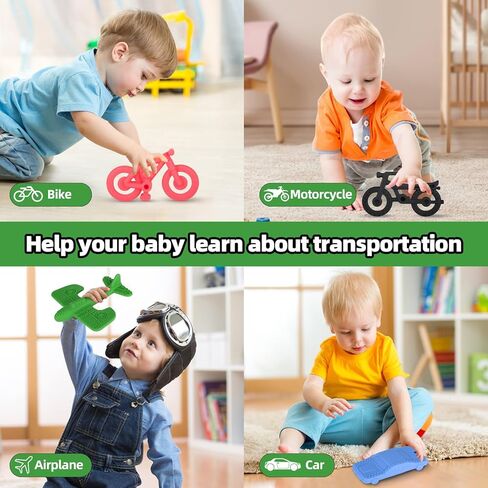 Baby Textured Silicone Teether Teething Relief Chew Toys Sensory Exploration for Newborn Over 3 Months Boy Girl BPA Free,Chuya Traffic Toy in Kuwait