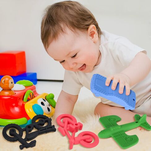 Baby Textured Silicone Teether Teething Relief Chew Toys Sensory Exploration for Newborn Over 3 Months Boy Girl BPA Free,Chuya Traffic Toy in Kuwait