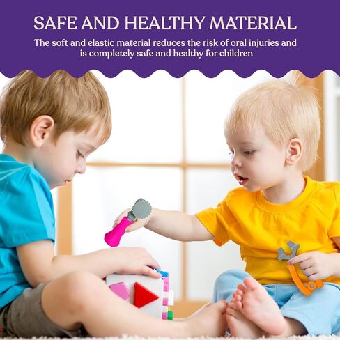 ألعاب تسنين سبيريك للأطفال من عمر 0 ​​إلى 6 أشهر - ألعاب تسنين من السيليكون - مجموعة أدوات للأطفال للأولاد والبنات مع مطرقة وكماشة ومثقاب - نسيج مزدوج الجوانب لتهدئة اللثة - 3 قطع in Kuwait