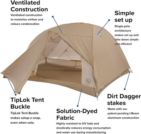 خيمة Big Agnes Tiger Wall UL خفيفة الوزن لركوب الدراجات مع نسيج مصبوغ مقاوم للأشعة فوق البنفسجية in Kuwait