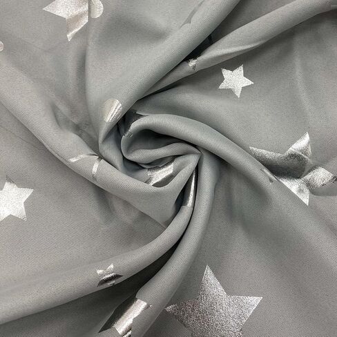 Dreamscene Blackout Moon and Stars Printed Room Darkening Curtains for Kids Room Girls Boys Nursery Bedroom 2 Panels - Silver Grey, Width 52 x Drop 96 Inch in Saudi Arabia