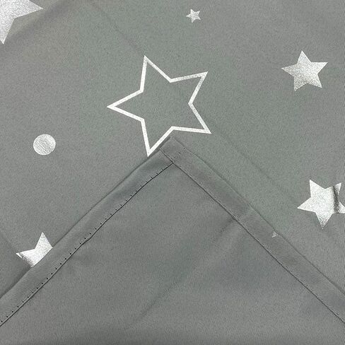 Dreamscene Blackout Moon and Stars Printed Room Darkening Curtains for Kids Room Girls Boys Nursery Bedroom 2 Panels - Silver Grey, Width 52 x Drop 96 Inch in Saudi Arabia