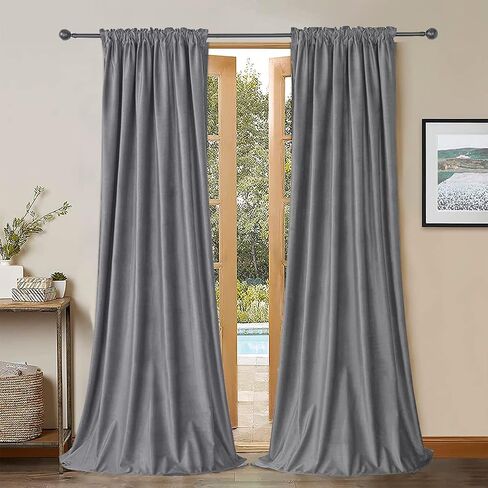 SOFJAGETQ Yellow Velvet Curtains 108 inch Long - Room Darkening Thick and Soft Rod Pocket Light Blocking Curtain, Luxury Drapes for Bedroom and Living Room, Set of 2 Window Curtain Panels in Saudi Arabia
