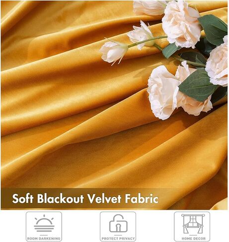 SOFJAGETQ Yellow Velvet Curtains 108 inch Long - Room Darkening Thick and Soft Rod Pocket Light Blocking Curtain, Luxury Drapes for Bedroom and Living Room, Set of 2 Window Curtain Panels in Saudi Arabia