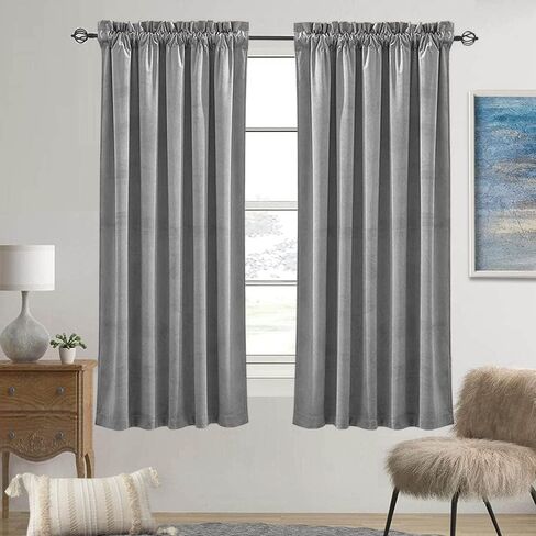 SOFJAGETQ Yellow Velvet Curtains 108 inch Long - Room Darkening Thick and Soft Rod Pocket Light Blocking Curtain, Luxury Drapes for Bedroom and Living Room, Set of 2 Window Curtain Panels in Saudi Arabia