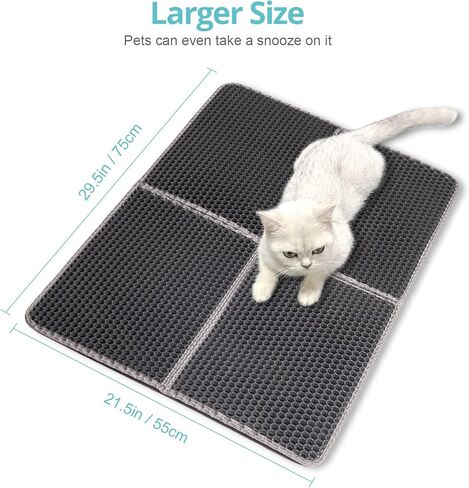 Palifel Cat Litter Mat and Brush Combination Set, 75 x 55 cm Litter Box Mat, Waterproof Urine Proof Mat, Double Cat Mat in Kuwait