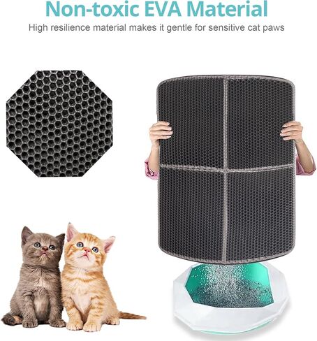 Palifel Cat Litter Mat and Brush Combination Set, 75 x 55 cm Litter Box Mat, Waterproof Urine Proof Mat, Double Cat Mat in Kuwait