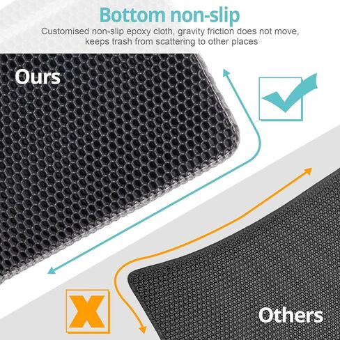 Palifel Cat Litter Mat and Brush Combination Set, 75 x 55 cm Litter Box Mat, Waterproof Urine Proof Mat, Double Cat Mat in Kuwait