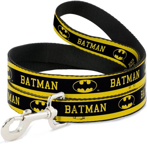 Buckle-Down Dog Leash Batman Logo Stripe Yellow Black 6 Feet Long 0.5 Inch Wide, Multicolor (DL-6FT-WBM111-N) in Saudi Arabia