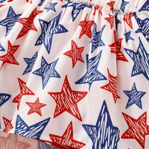 Newborn Baby Girl 4th of July Dress Independence Day Outfit Ruffle Lace Romper Sleeveless Top Star Stripe Skirt Set in Saudi Arabia