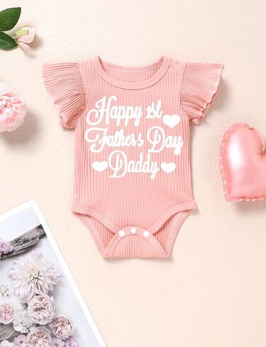 طقم ملابس أطفال حديثي الولادة لعيد الأب للأطفال حديثي الولادة، مجموعة سراويل قصيرة من رومبير على شكل زهرة لعيد الأب الأول السعيد لعيد الأب الأول in Kuwait