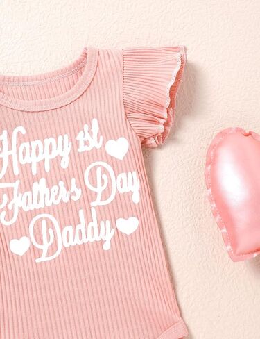 طقم ملابس أطفال حديثي الولادة لعيد الأب للأطفال حديثي الولادة، مجموعة سراويل قصيرة من رومبير على شكل زهرة لعيد الأب الأول السعيد لعيد الأب الأول in Kuwait