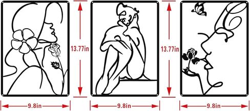 YUCHNG (3pcs) Metal Minimalist Modern Feminine Wall Art Decoration, Abstract Lineart Art Female Figures Decoration Wall Sculpture Home Decor Kitchen Bathroom Living Room Bedroom Background Wall in Kuwait